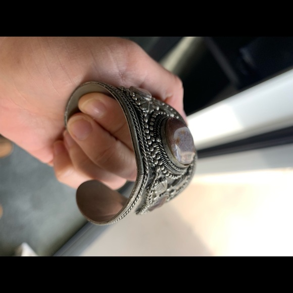 Southwestern Vintage Metal Cuff Bracelet with Stones - Picture 14 of 16